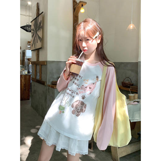 <曾小咸推荐>4.5现货秒杀 ！微信超特价！韩系印花撞色长袖 日常159.99 立减90 秒杀69.99！！ 商品图2