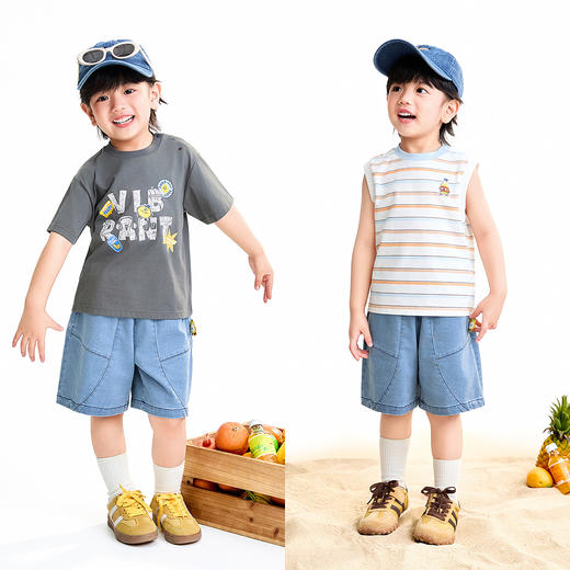 【实体店同款】男童全腰牛仔中裤夏季新款安奈儿童装XB626184 商品图3