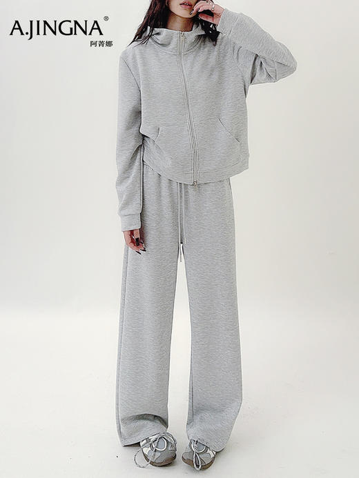 【立领外套】阿菁娜春夏新款万能日常外套可休闲可轻运动连帽双拉链设计简约纯色百搭不挑风格F31C307001 商品图5