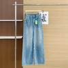 F040304春季新款阔腿牛仔裤女高腰垂感带钻满天星爆闪烫钻直筒长裤 商品缩略图0