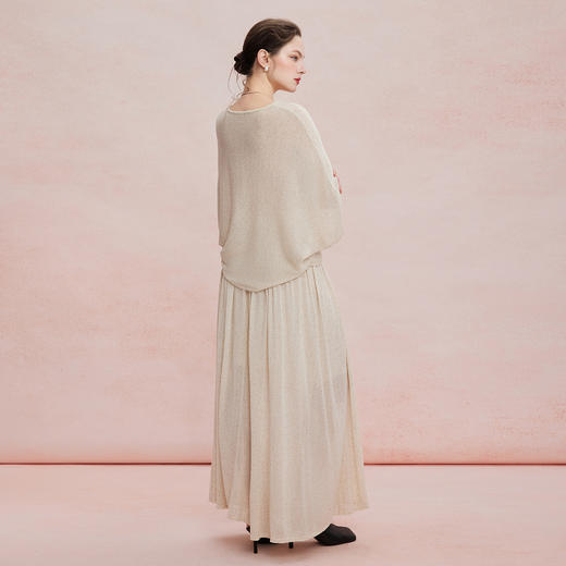 RF602斯尔丽26新款轻薄亚麻质感显瘦廓形上衣+松紧半裙休闲 商品图1