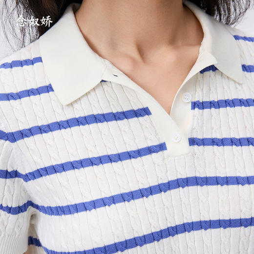 【商场同款】CNK6448 “ 海洋POLO ” 精纺棉棉纱细腻软糯 蓝白条纹清爽一夏 毛衫 商品图2