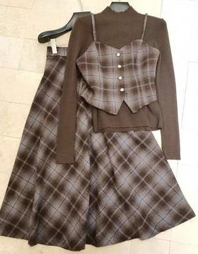 【门店同款】ENJOY冬季琥珀格纹三件套裙装 167695617