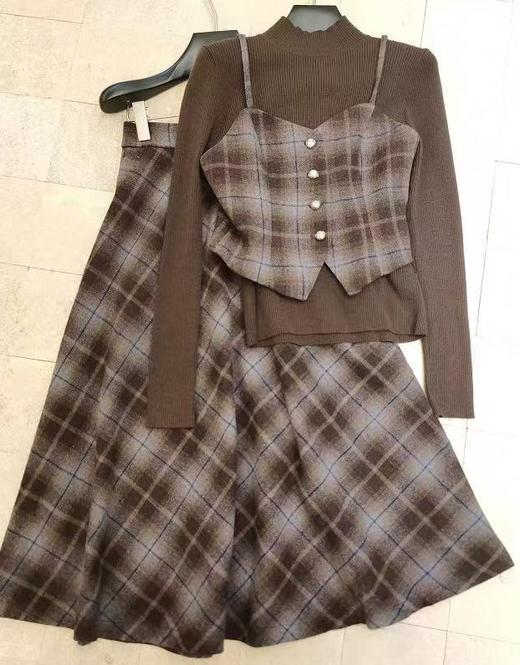 【门店同款】ENJOY冬季琥珀格纹三件套裙装 167695617 商品图0