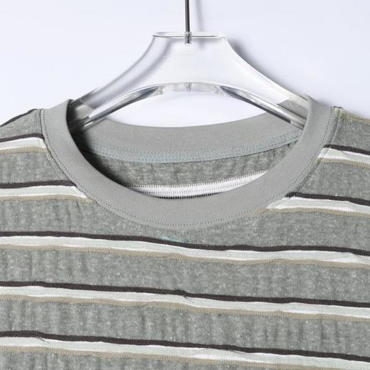 SDSA男装2026新款高贵轻奢美式简约立体条纹圆领短袖T恤百搭时尚 商品图1