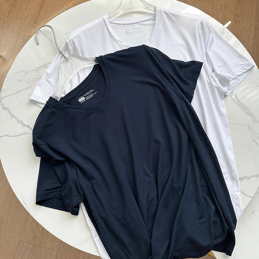 官网680！爱家男士60S莫代尔男V领短袖T恤 轻薄柔弹宽松休闲百搭打底衫睡衣家居服 商品图3