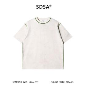 SDSA男装2026新款高贵轻奢日系简约撞色织带圆领短袖T恤百搭上衣