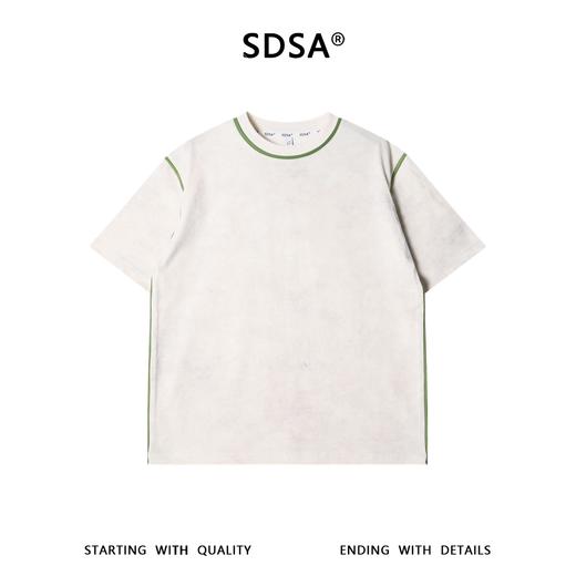 SDSA男装2026新款高贵轻奢日系简约撞色织带圆领短袖T恤百搭上衣 商品图0