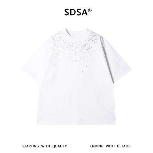 SDSA男装2026新款高贵轻奢美式复古星星烫钻短袖宽松圆领 T 恤 商品图0
