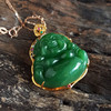 【天然正品】AU750黄金镶钻镶天然细腻油润度佳菠菜绿无黑点佛公碧玉和田玉吊坠项链43.1*32.3*12.4MM（皆取最大值）030426XY08 商品缩略图3