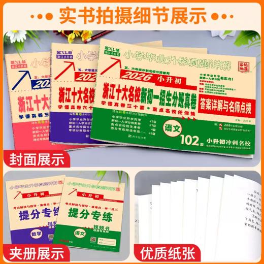 2026版小升初浙江十大名校新初一招生分班真卷百校联盟教版总复习 商品图3