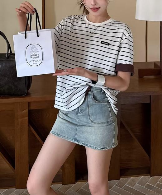 女款条纹双面穿短袖T恤ba017 商品图2