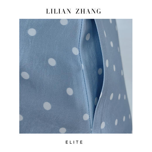 定制静奢风 「法式旧影」“罗马假日”雾蓝波点复古醋酸连衣裙2601015 商品图3