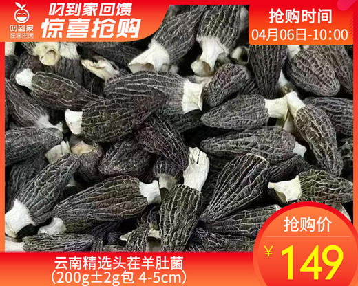 云南精选头茬羊肚菌（200g±2g包 4-5cm）生产日期: 3月 商品图0