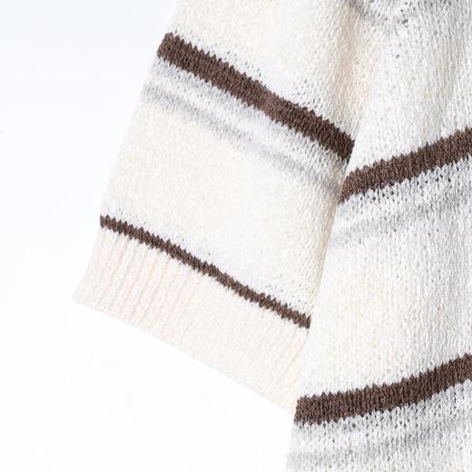 SDSA男装2026新款高贵轻奢慵懒风条纹肌理感针织翻领短袖T恤百搭 商品图2