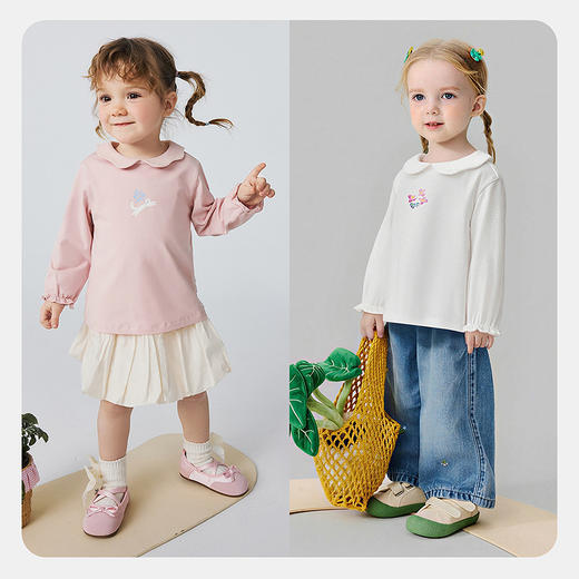 迷你巴拉巴拉儿童长袖T恤棉柔舒适甜美翻领女宝宝打底衫2026春 商品图2