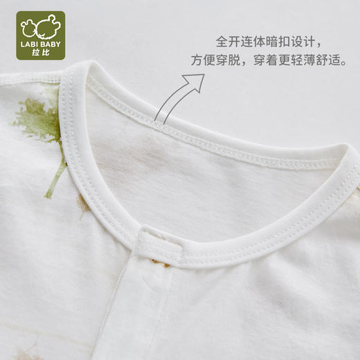 拉比内衣夏森林长绒棉内衣短袖全开连体衣j6LZBA102412 商品图3
