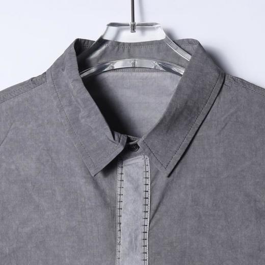 SDSA男装2026新款明线撞色门襟长袖衬衫宽松做旧肌理感休闲上衣 商品图1