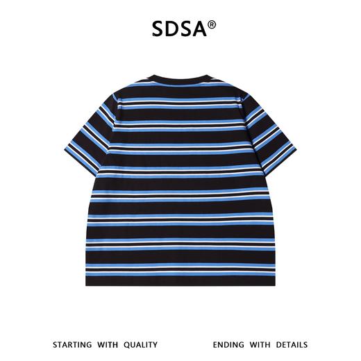 SDSA男装2026新款高贵轻奢时尚简约撞色条纹圆领短袖T恤宽松百搭 商品图4