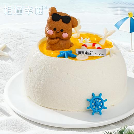 【小熊姜撞奶冰淇淋蛋糕】萌趣海岛风，顶部萌趣海洋装饰，颜值拉满！奶香浓郁带着淡淡姜香，冰爽不腻，一口下去椰香、奶香、姜香在舌尖碰撞，软、绵、冰、甜，四重口感直接封神~（冰淇淋口味4选1） 商品图1