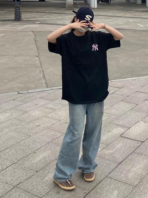 F040314夏季新款双砂面料立体印花舒适透气亲肤粉色兔子甜甜圈情侣短袖T恤 商品图3