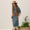 谜底牛仔连衣裙短袖女2025夏新款丹宁风翻领宽松直筒裙257ML7320 商品缩略图1