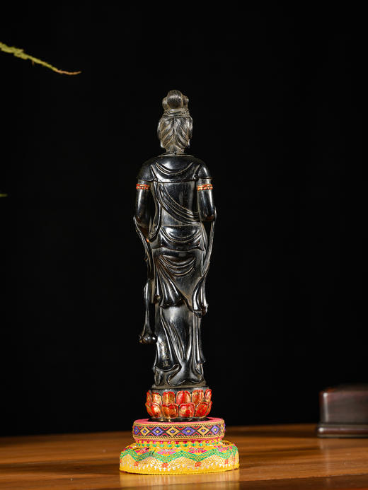 清	紫檀漆金观音像 商品图3