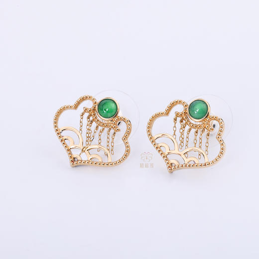 【事事如意】镂空翡翠如意耳钉G2603123 商品图2