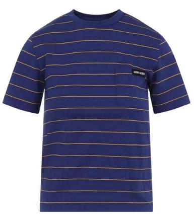 女款条纹logo短袖T恤la017 商品图0