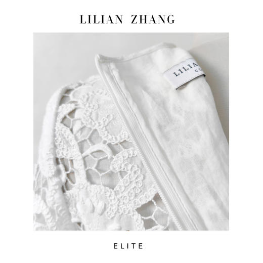 定制静奢风「银杏绣影」“法式浪漫”纯净白法式刺绣A摆连衣裙2601002 商品图3