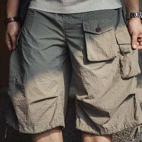 马登工装美式复古塔丝隆短裤日系通勤宽松多口袋cargo五分裤男夏