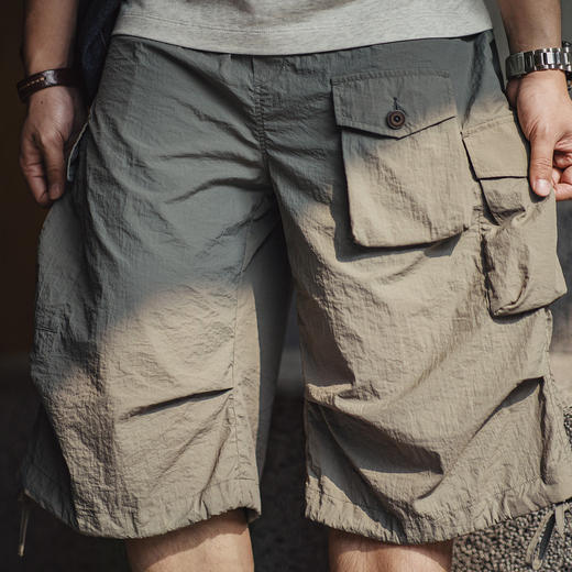 马登工装美式复古塔丝隆短裤日系通勤宽松多口袋cargo五分裤男夏 商品图0