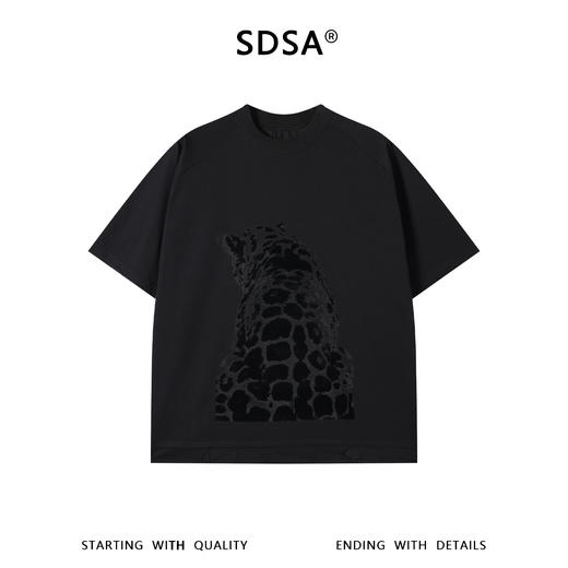 SDSA男装2026新款高贵轻奢潮牌痞帅植绒豹纹设计圆领短袖T恤百搭 商品图0