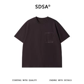SDSA男装2026新款高贵轻奢潮牌极简风皮标口袋短袖宽松圆领 T 恤