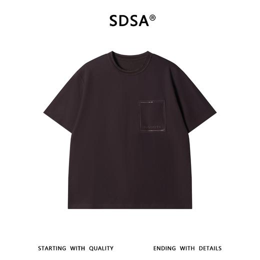 SDSA男装2026新款高贵轻奢潮牌极简风皮标口袋短袖宽松圆领 T 恤 商品图0