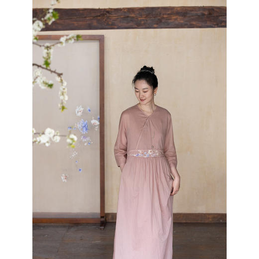 牧衣游原创 重工手绣纯棉连衣裙女夏季新品宽松复古文艺长裙 山也 商品图3