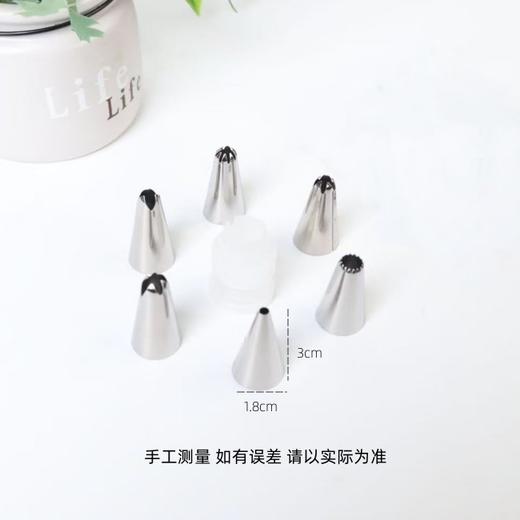 不锈钢6件套裱花嘴套装 蛋糕奶油裱花曲奇泡芙 不锈钢迷你款小裱花嘴6个装＋转换器1个 商品图3