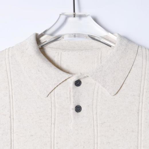 SDSA男装2026新款高贵轻奢老钱风简约竖纹翻领短袖T恤百搭时尚 商品图1