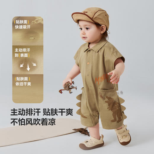 迷你巴拉婴儿连体衣亲肤排汗速干抑菌恐龙萌趣男宝宝衣服26夏新品 商品图2