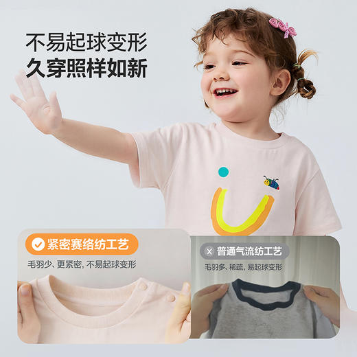 【纯棉】迷你巴拉巴拉男女宝宝短袖T恤柔软透气可爱字母上衣26夏 商品图3