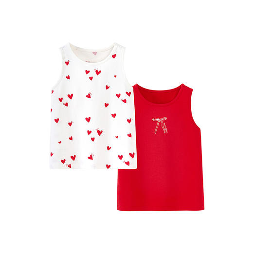 【新年红款】迷你巴拉儿童背心女童宝宝印花打底衣透气柔软2件 商品图4