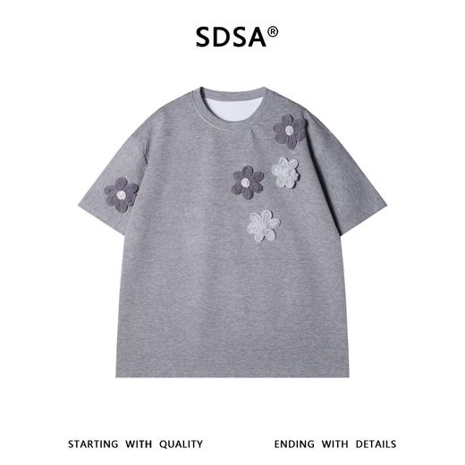 SDSA男装2026新款高贵轻奢立体钩花花朵短袖T恤宽松圆领休闲上衣 商品图0