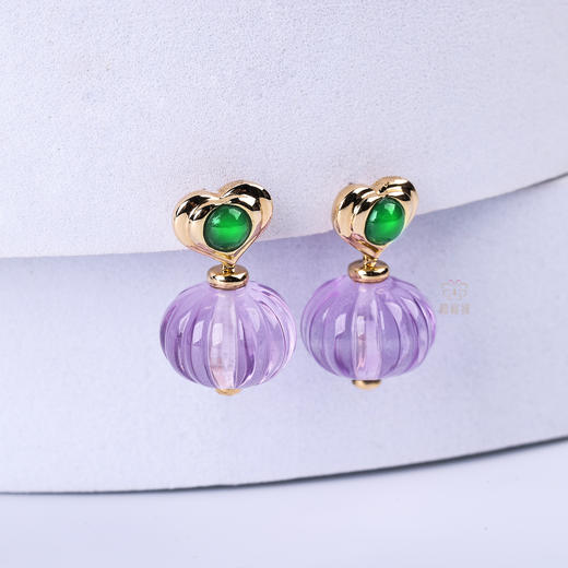 【福气满盈】绿翠紫晶耳坠 商品图2