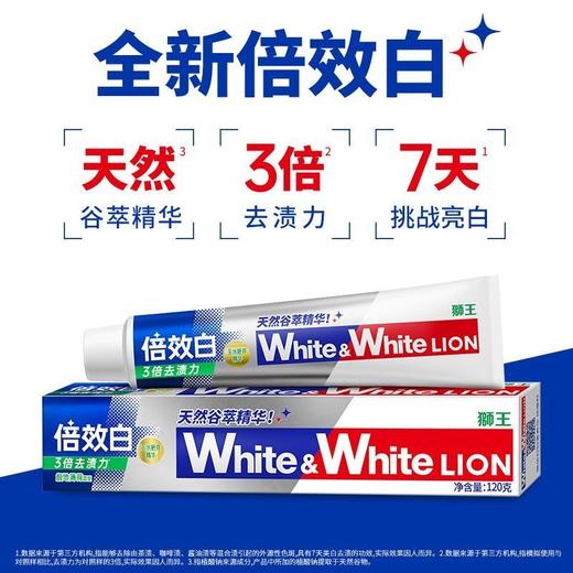 狮王牙膏White&White倍效白去渍亮白牙齿清新口气男女生防蛀正品 商品图0