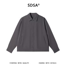 SDSA男装2026新款高贵轻奢翻领拉链哈灵顿夹克宽松纯色休闲上衣