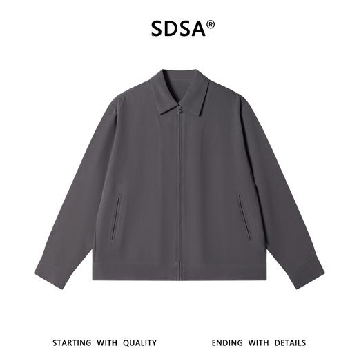 SDSA男装2026新款高贵轻奢翻领拉链哈灵顿夹克宽松纯色休闲上衣 商品图0