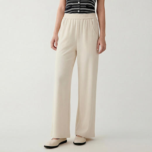 日本宾霸铜氨丝真丝垂顺显瘦百搭修腿直筒裤2662  侧面拼接，简约大气，绣线平顺有型，线迹工整，显腿长 商品图4