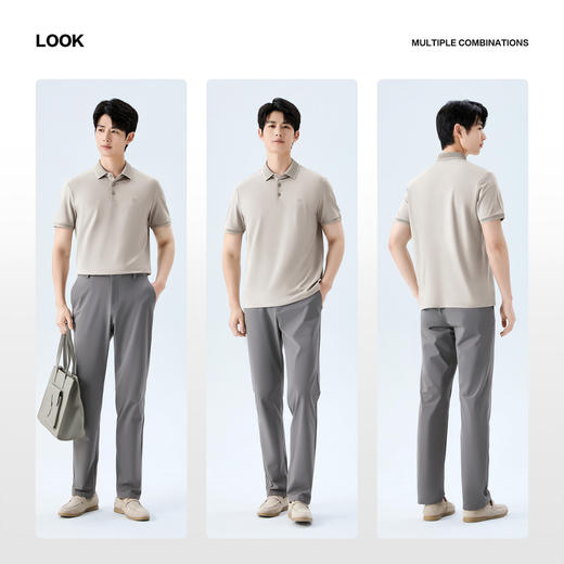 【提花POLO衫】柒牌男装上衣2026夏季新款提花扁机领短袖POLO衫 130T70710 商品图2