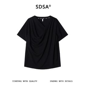 SDSA男装2026新款高贵轻奢堆堆领垂坠感短袖T恤宽松荡领休闲上衣