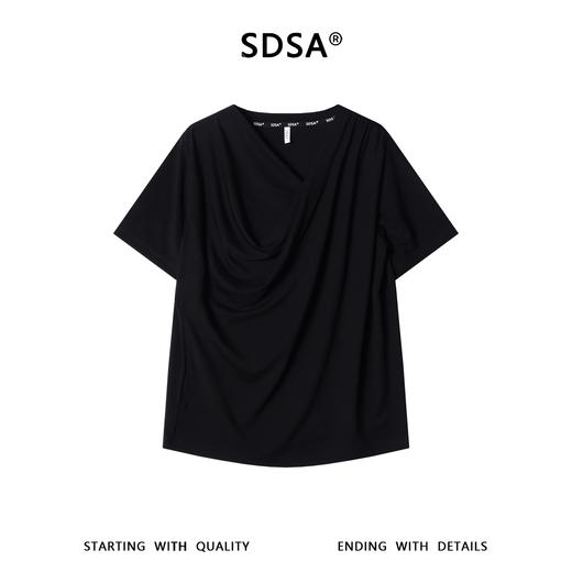 SDSA男装2026新款高贵轻奢堆堆领垂坠感短袖T恤宽松荡领休闲上衣 商品图0